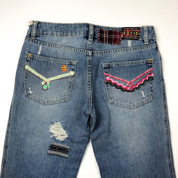 Free People Vintage Patch Embellished Jeans H484 - Picture 7 of 8